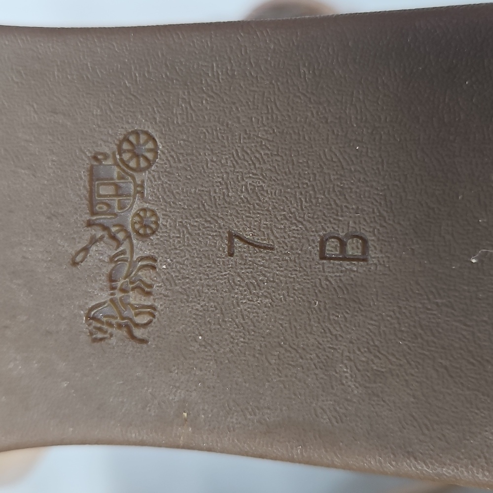 Coach Becka Tan Leather Platform Beachwood Cork Wedge Sandals Sz 7 - Picture 8 of 12